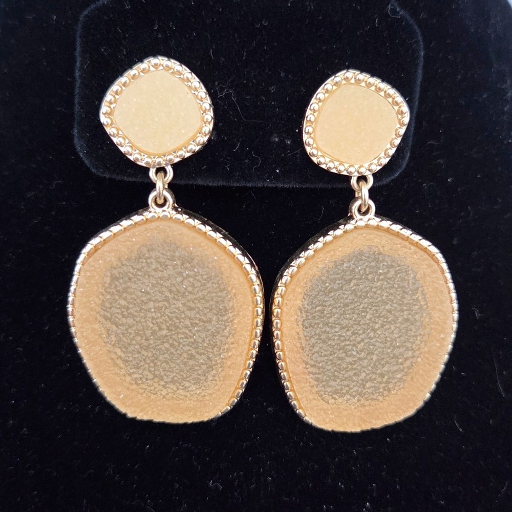 Sugarfix by BaubleBar Gold Tone Honey Textured Druzy Style Drop Earrings